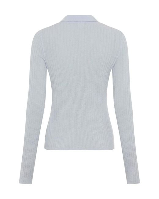 Boss Blue Ribbed-Knit Polo Top