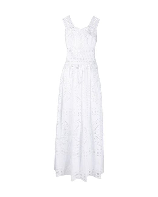 Alberta Ferretti White Broderie-Anglaise Maxi Dress