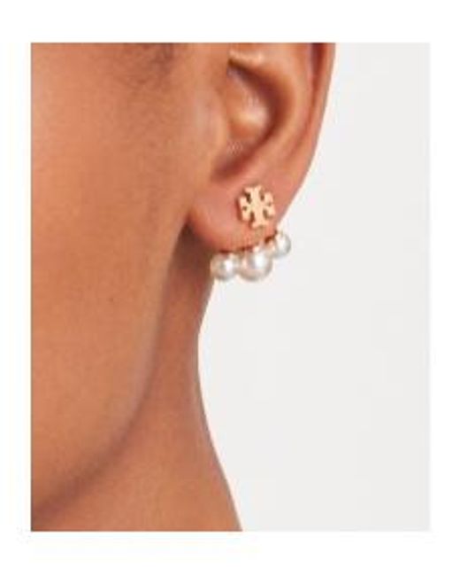 Tory Burch Metallic Kira Post-Back Pearl Earrings