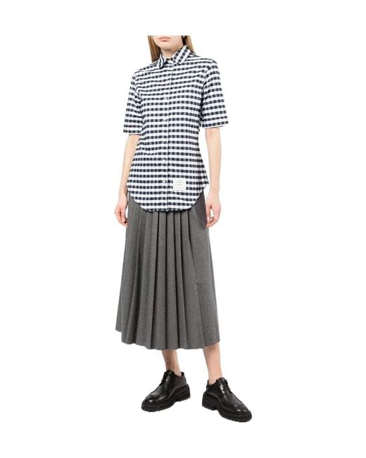 Thom Browne Blue Gingham Check Pattern Shirt