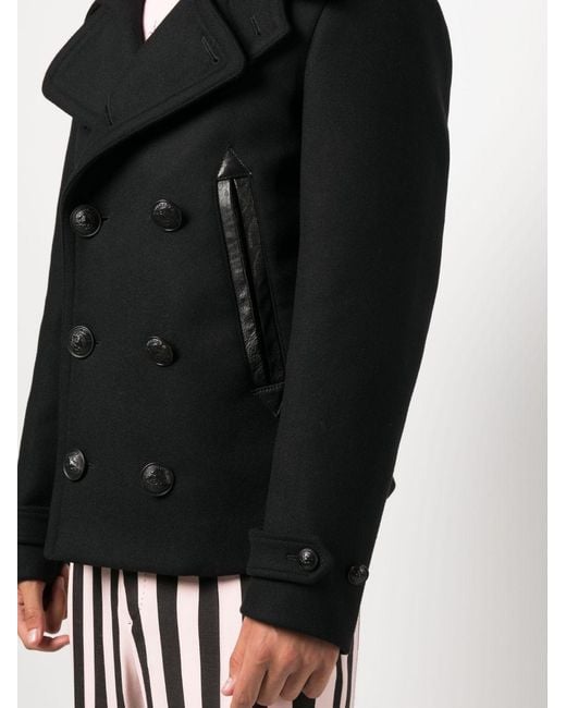 DSquared² Black Double-Breasted Sailor Peacoat for men