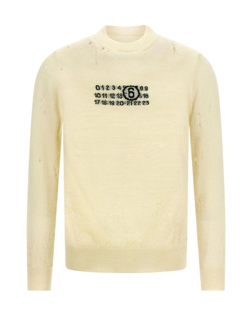 MM6 by Maison Martin Margiela Men's White Numeric Crew-Neck