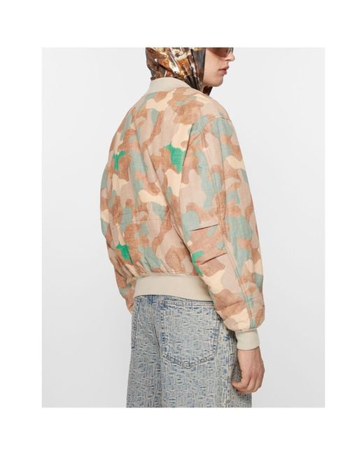 Acne White Camouflage Printed Zip-Up Bomber Jacket for men