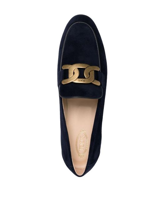 Tod's Blue Kate Buckle Detail Loafers