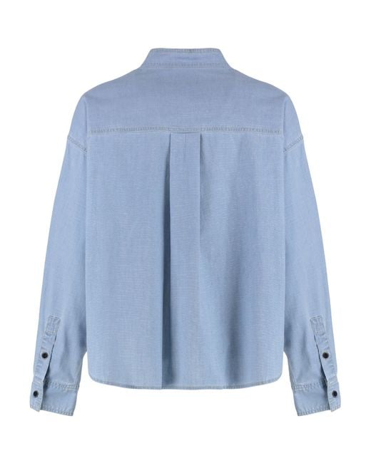 Isabel Marant Blue Étoile Vero Half-Button Denim Top