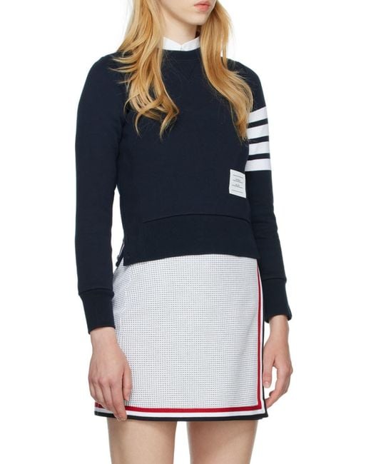 Thom Browne Blue Classic Loopback 4-Bar Sweatshirt