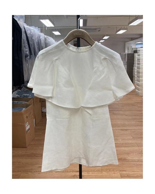 Chloé White Lotus Leaf Sleeve Blouse