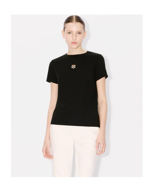 KENZO Black Tiger Patch Crewneck T-Shirt