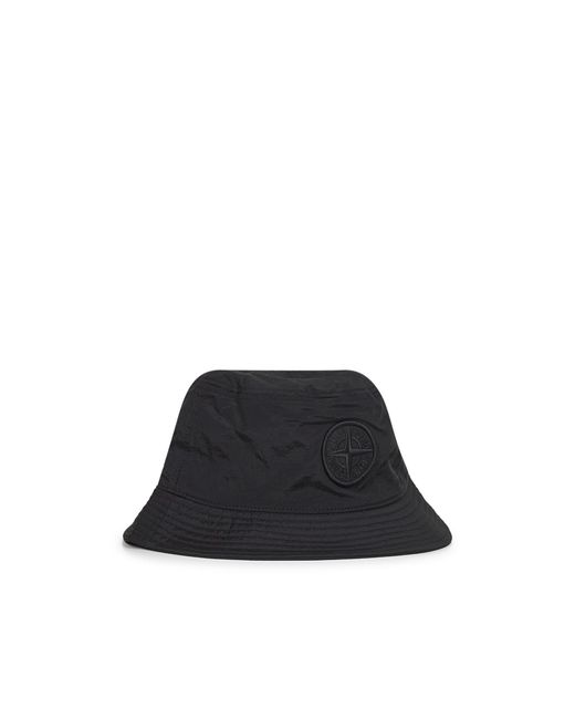 Stone Island Black Logo Embroidered Hat for men