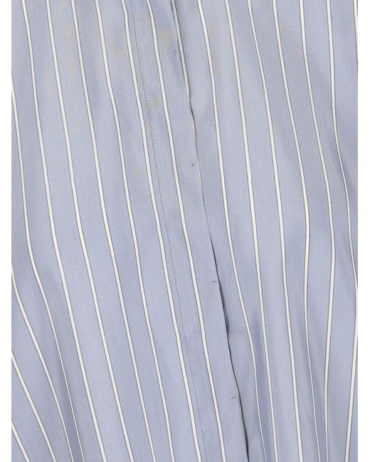 Brunello Cucinelli Blue Striped Buttoned Shirt