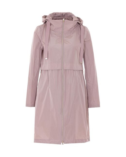 Herno Pink Hooded Zip-Front Coat