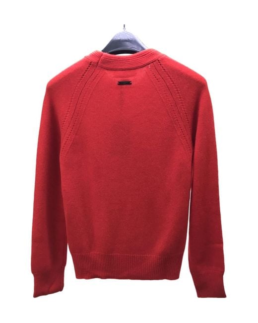 Burberry Red Round-Neck Knitted Pullover