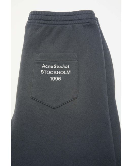 Acne Gray Fleece Trousers With Stamp Logo for men