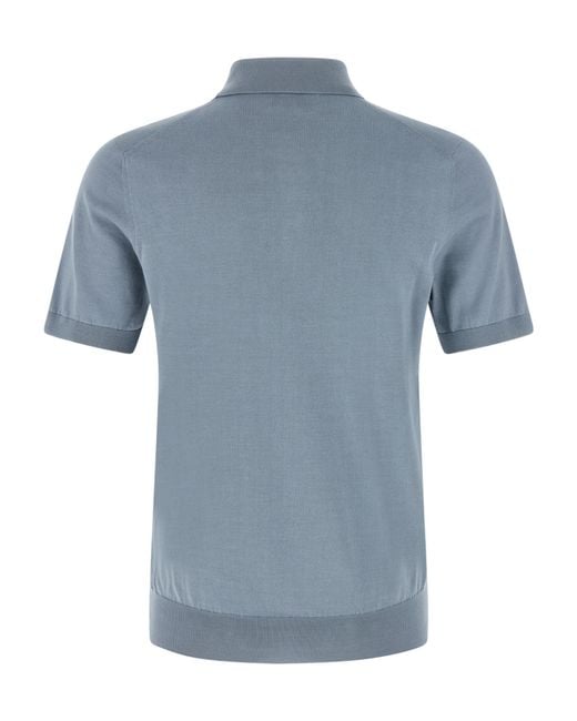 Brunello Cucinelli Blue Short-Sleeved Polo Shirt for men