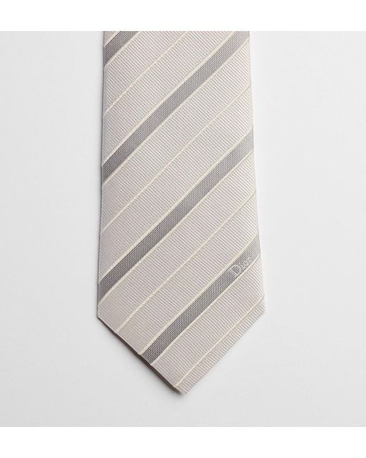 Dior White Striped Tie for men