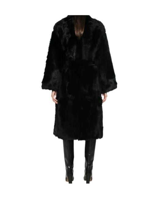 Yves Salomon Black Shearling-Trimmed Fur Jacket