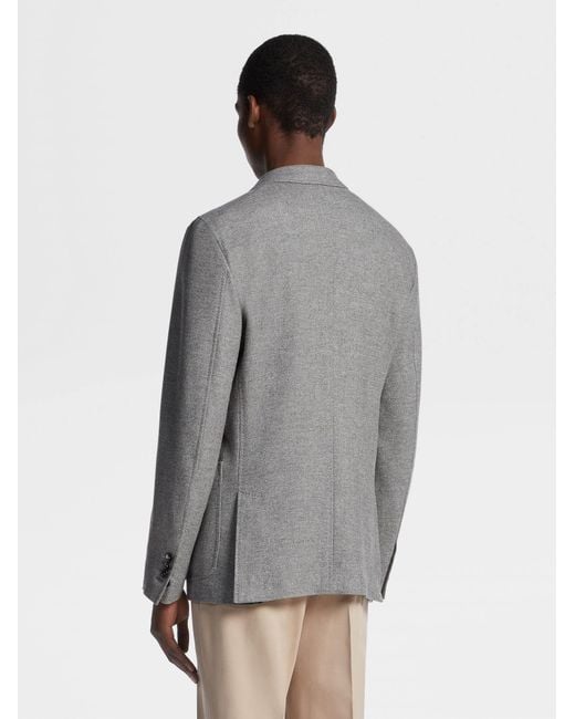 Zegna Gray Mélange Trofeo Wool And Cashmere Blend Blazer for men