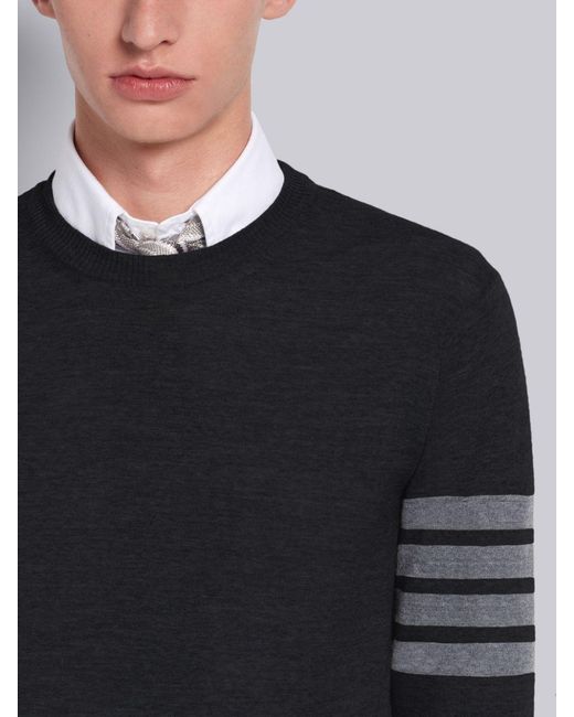 Thom Browne Black Bar Crewneck Jumper for men