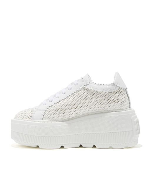Casadei White Interwoven-Detailed Chunky Lace-Up Sneakers