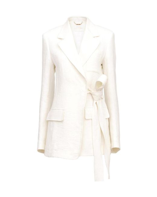Chloé White Notched-Lapel Single-Breasted Jacket