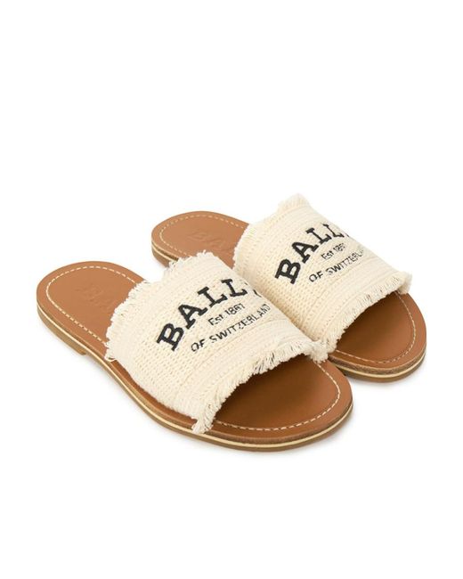 Bally Natural Round Head Flat Slippers