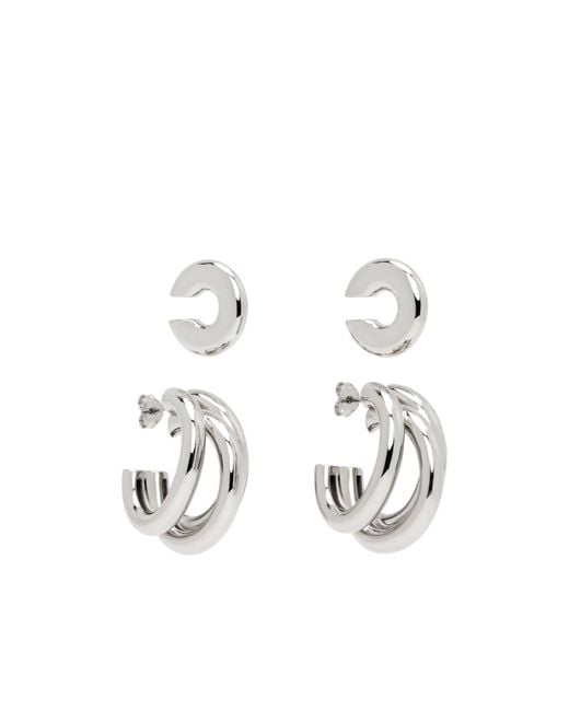 Rabanne White Layered-Design Earrings And Cuff Set