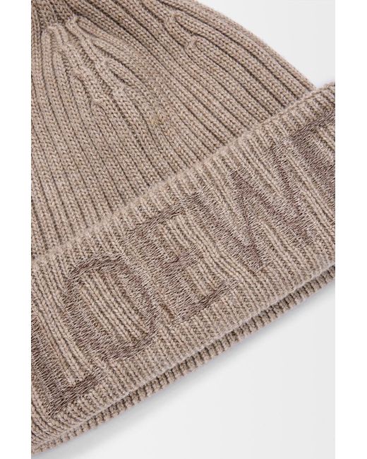 Loewe Gray Logo Embroidered Ribbed-Knit Beanie
