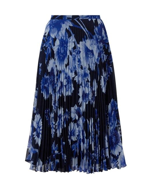 Erdem Blue Pleated Midi Skirt
