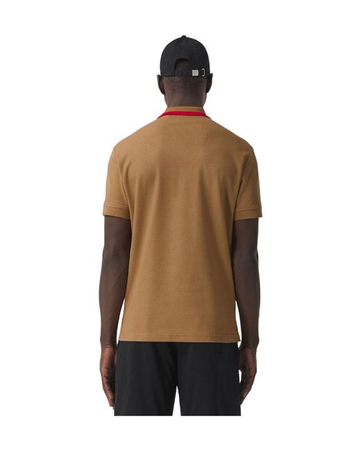 Burberry Brown Collar-Stripe Logo Piqué Polo Shirt for men