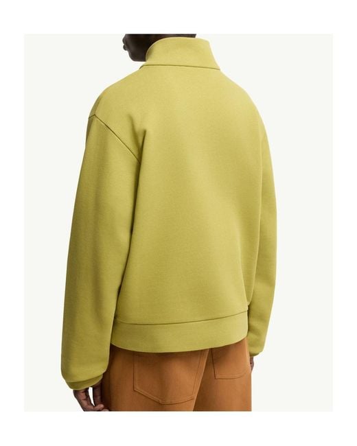 Moncler Yellow Logo Cotton Zip-Up Sweatshirt for men