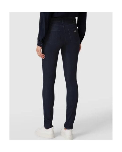 Emporio Armani Blue High-Waisted Slim-Cut Trousers