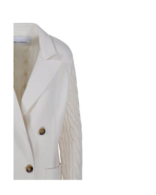 Max Mara Gray Double-Breasted Long-Sleeved Blazer