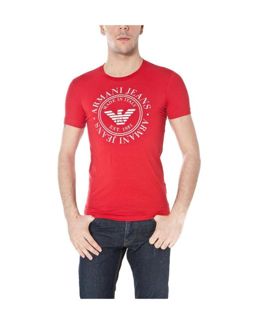 Armani Jeans Red Print T-Shirt for men