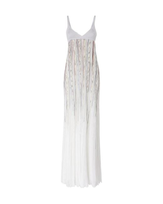 Missoni White Sleeveless Flame-Effect Lamé Gown