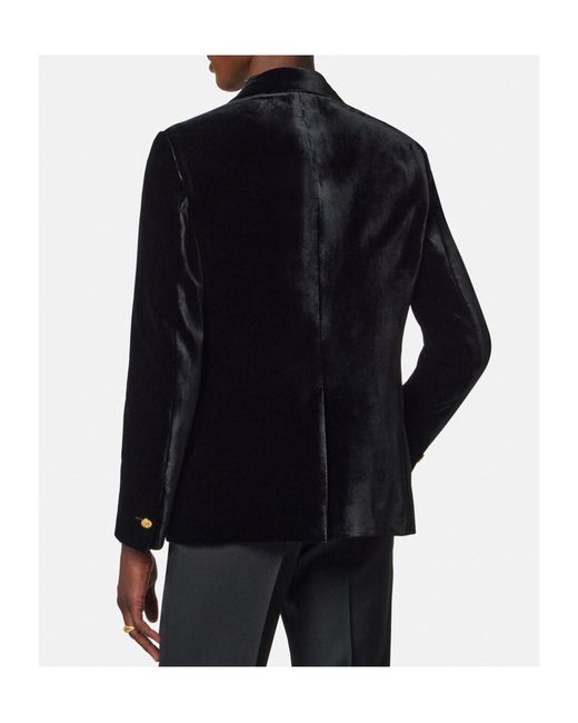Versace Black Single-Buttoned Velvet Blazer for men