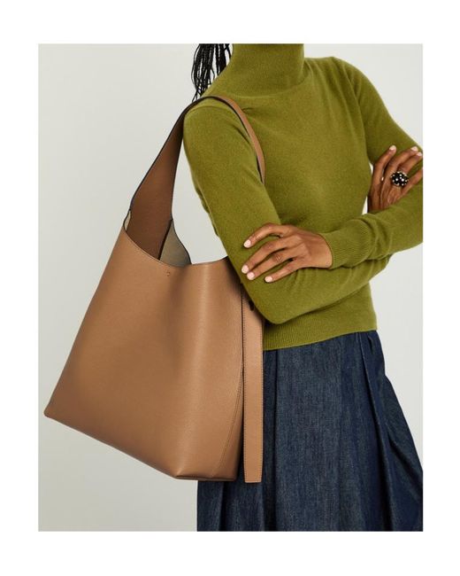 Tory Burch Brown Romy Grained Leather Hobo Bag