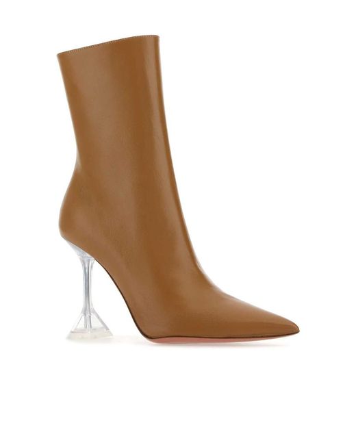 AMINA MUADDI Brown Logo Pointy Boots