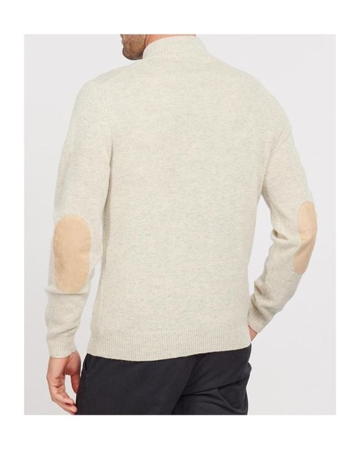 Barbour White High-Neck Half Buttoned Knit Jumper for men