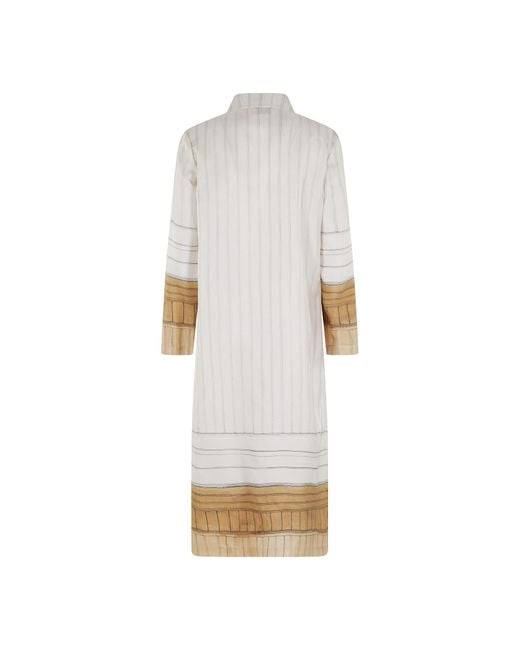 Alysi White Single Breasted Striped Coat