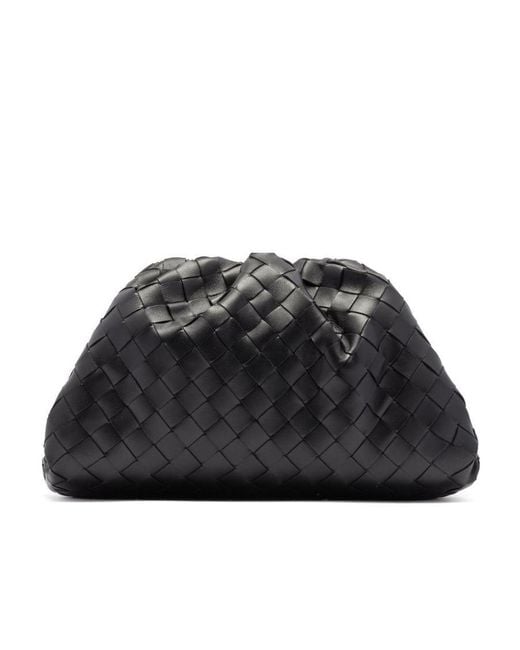 Bottega Veneta Black Interwoven-Design Clutch Bag