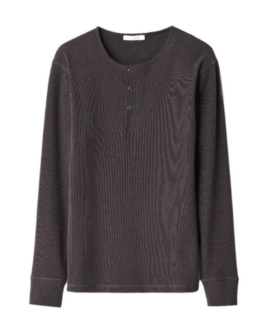 Lemaire Black Long-Sleeve Henley T-Shirt for men
