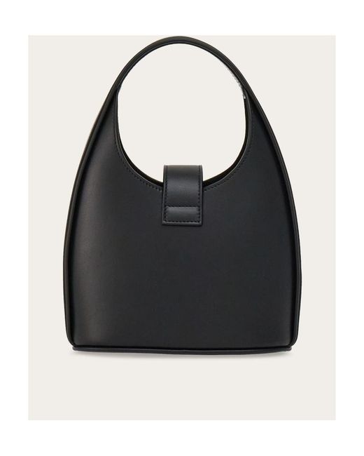 Ferragamo Leather Gancini Hobo Bag in Black | Lyst