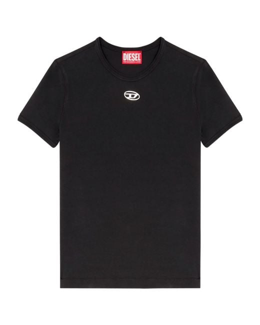 DIESEL Black T-Uncutieslong-Od Metallic Oval D T-Shirt