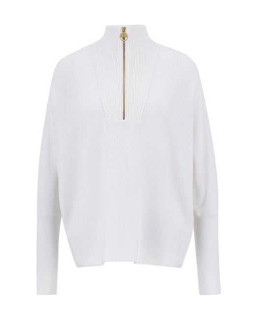 Barbour White Lola Knit Jumper