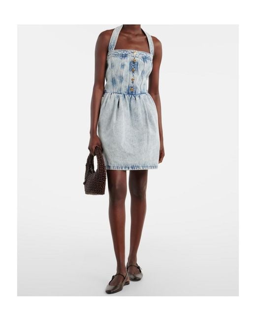 Patou Blue Halterneck Denim Minidress