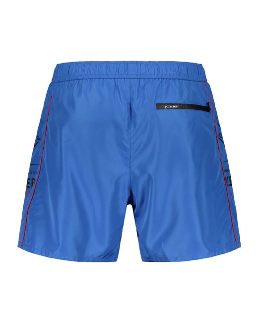 Iceberg Blue Logo Trim Swim Shorts for men