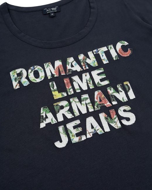 Armani Jeans Blue T-Shirt With Round Neck And Short Sleeves
