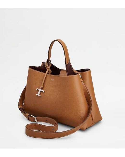 Tod's Brown Logo Printed Small Tote Bag
