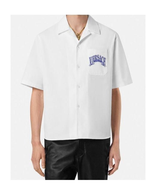 Versace White Medusa Varsity Shirt for men