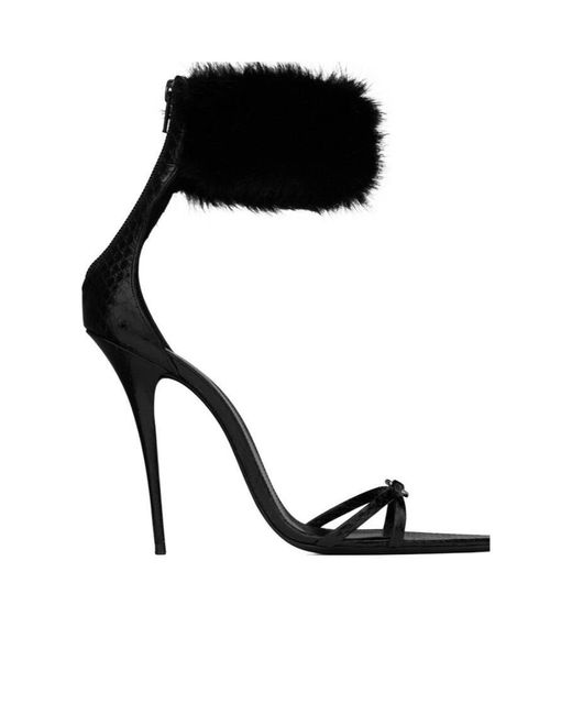 Saint Laurent Black Satine Sandals